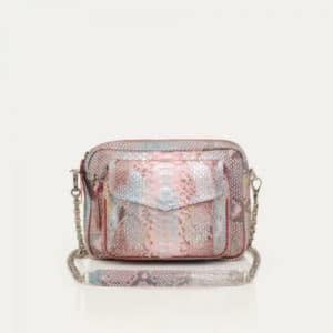 Sac Big Charly  Python rose corail métallisé