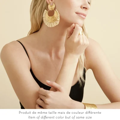 Boucles d'oreilles Luna Wave raphia dorées – Image 2