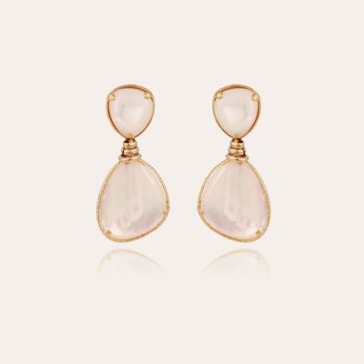 Boucles d'oreilles Silia dorées - Nacre blanche
