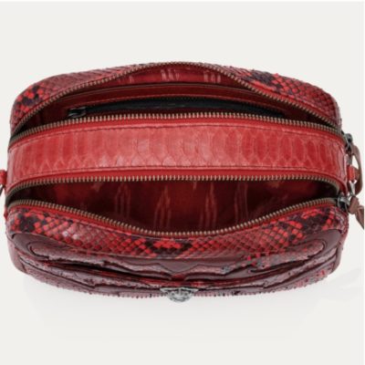 Sac Lily  Patchwork de python et de cuir rubis – Image 3