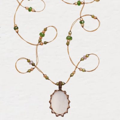 Collier Court Tibétain Quartz rose