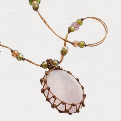 Collier Court Tibétain Quartz rose – Image 2