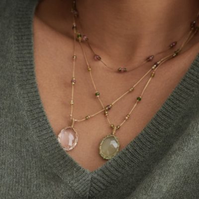 Collier Court Tibétain Quartz rose – Image 3