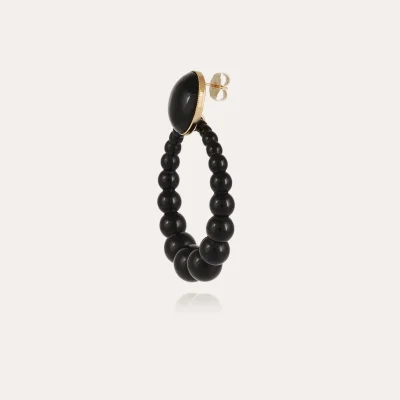 Boucles d'oreilles Andy grand modèle acétate dorées - Noir – Image 2