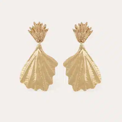 Boucles d'oreilles Shellona grand modèle dorées – Image 2