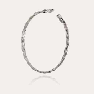 Boucles d'oreilles créoles Tresse argentées – Image 2