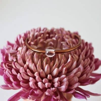 Jonc Bouddhiste Aura – Light Gold & Quartz transparent