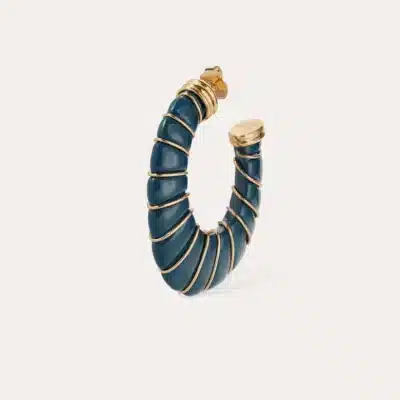 Boucles d'oreilles Cyclade grand modèle acétate dorées - Bleu – Image 2