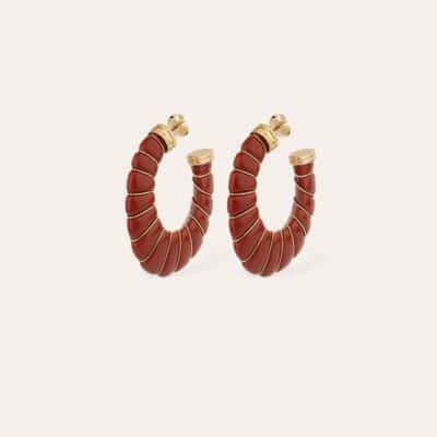 Boucles d'oreilles Cyclade petit modèle acétate dorées - Ocre rouge