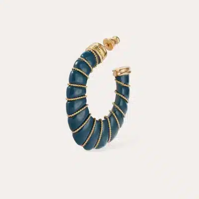 Boucles d'oreilles Cyclade petit modèle acétate dorées - Bleu – Image 2