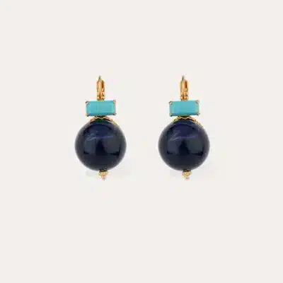 Boucles d'oreilles Decalcia dorées bleu marine