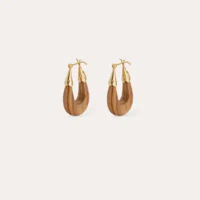 Boucles d'oreilles Ecume petit modèle dorées - Bois
