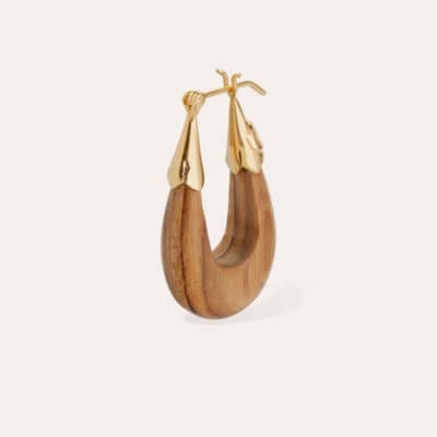 Boucles d'oreilles Ecume petit modèle dorées - Bois – Image 2