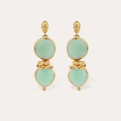 Boucles d'oreilles Sirena dorées - Amazonite