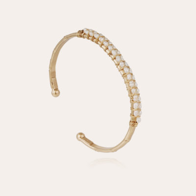Bracelet Lyre jonc grand modèle doré - Nacre blanche – Image 3