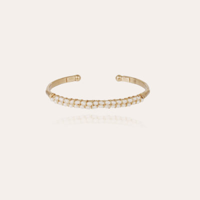 Bracelet Lyre jonc grand modèle doré - Nacre blanche – Image 2