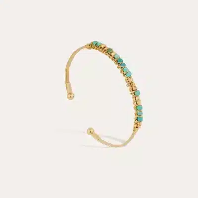 Bracelet Lyre jonc petit modèle doré - Turquoise – Image 2