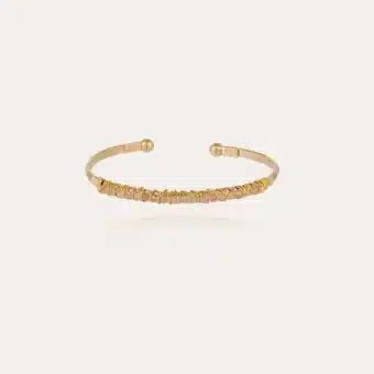 Bracelet Lyre jonc petit modèle doré - Nacre blanche