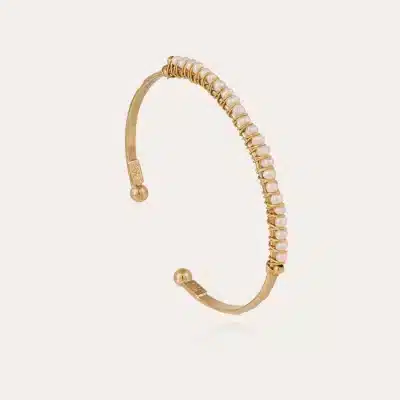 Bracelet Lyre jonc petit modèle doré - Nacre blanche – Image 2