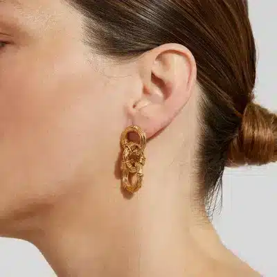 Boucles d'oreilles Maille Ariane dorées – Image 3