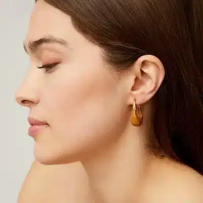 Boucles d'oreilles Ecume petit modèle dorées - Bois – Image 3
