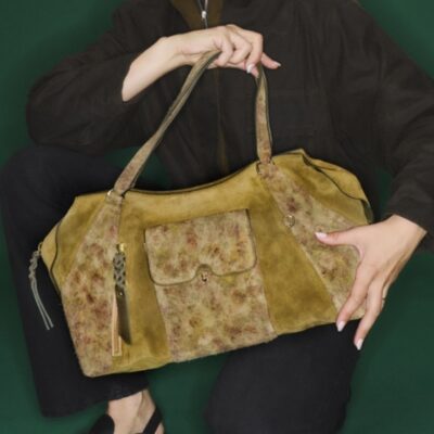 Sac Juno  Veau Velours Papyrus