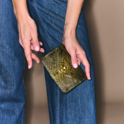Portefeuille Alex  Python dark kaki – Image 2