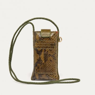 Etui Double Marcus  Python et Cuir Suédé kaki – Image 4