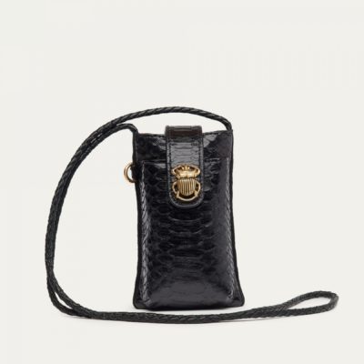 Etui Double Marcus Python et cuir noir