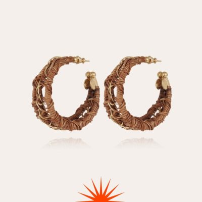 Boucles d'oreilles Bakoly petit modèle osier dorées – Image 2