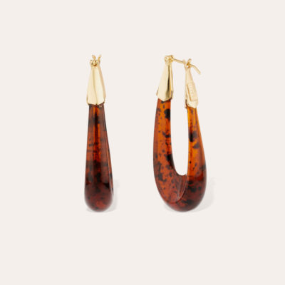 Boucles d'oreilles Écume grand modèle acétate dorées - Marron – Image 2