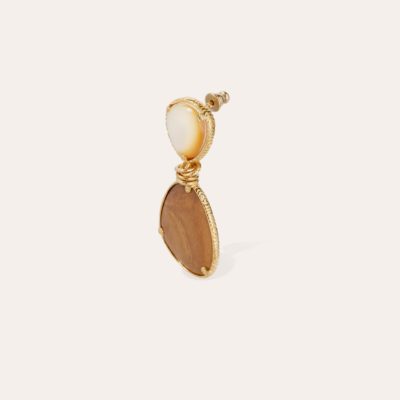 Boucles d'oreilles Silia dorées - Bois & Nacre blanche – Image 3