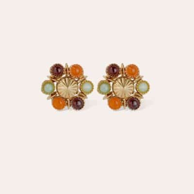 Boucles d'oreilles Augusta dorées - Amazonite & Cornaline