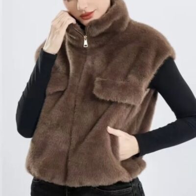Gilet court marron – Image 4