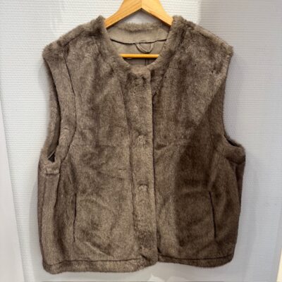 Gilet fourrure taupe