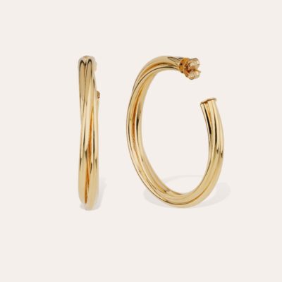 Boucles d'oreilles créoles Atik grand modèle dorées – Image 2