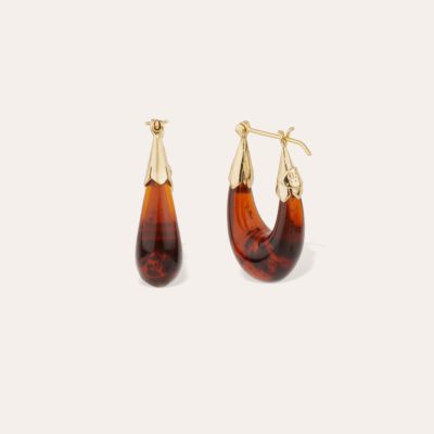 Boucles d'oreilles Ecume petit modèle acétate dorées - Marron – Image 2
