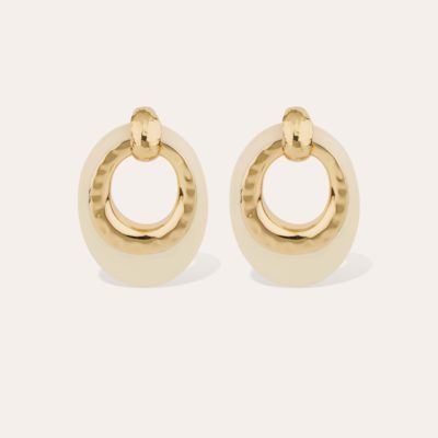 Boucles d'oreilles Selva grand modèle acétate dorées - Ivoire
