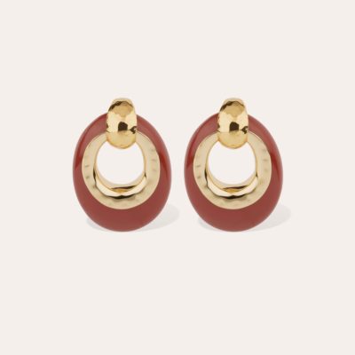 Boucles d'oreilles Selva petit modèle acétate - Ocre rouge