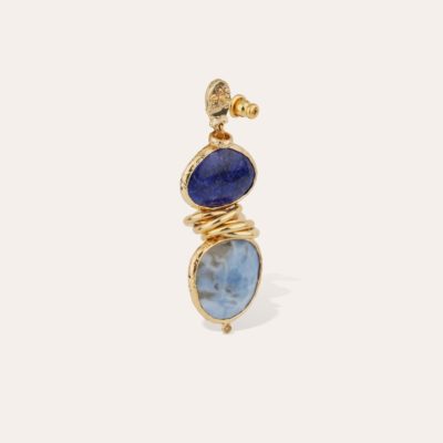 Boucles d'oreilles Sirena dorées - Saphir & Calcédoine – Image 2