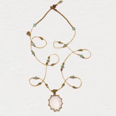 Collier Court Tibétain Quartz Rose