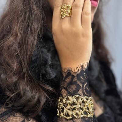 Bague Olea manchette dorée