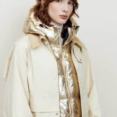 Capuche doudoune dorée et noir