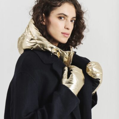 Moufles convertibles mitaines dorées