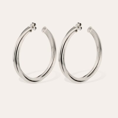 Boucles d oreilles créoles Atik grand modèle argentées