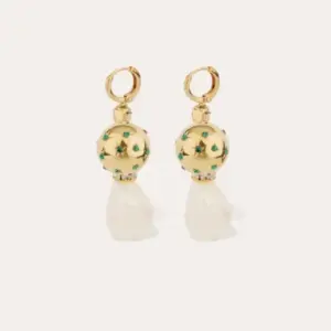Boucles d'oreilles Comète Biwa strass dorées