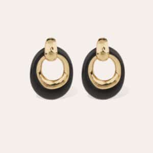 Boucles d'oreilles Selva grand modèle acétate dorées - Noir