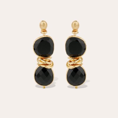 Boucles d'oreilles Sirena dorées - Onyx noir