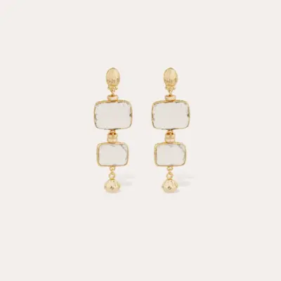 Boucles d'oreilles Silène petit modèle dorées - Cristal