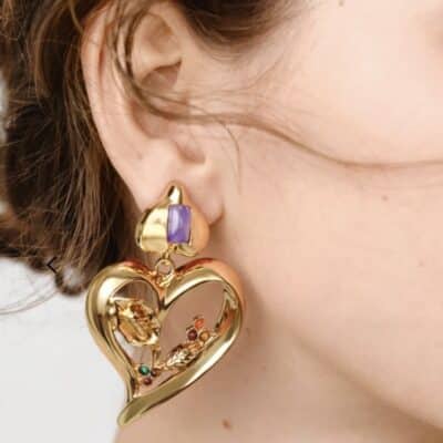 Boucles d'oreilles Odalys dorées - Améthyste